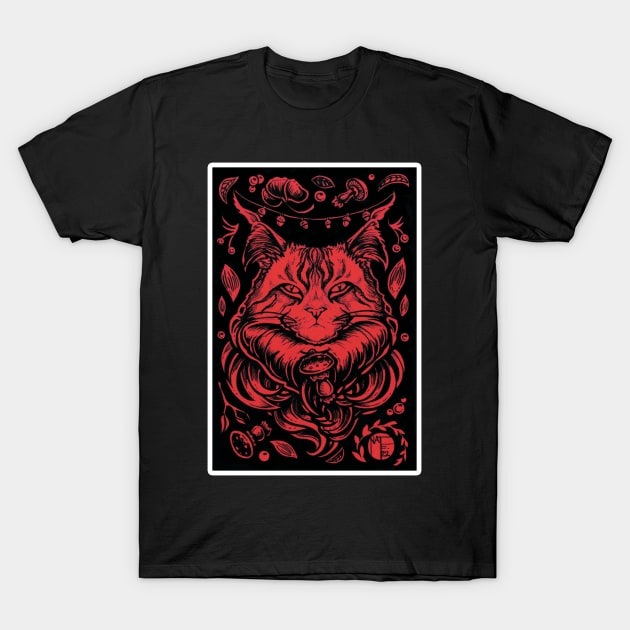 Forest Cat - White Outlined Version T-Shirt by Nat Ewert Art